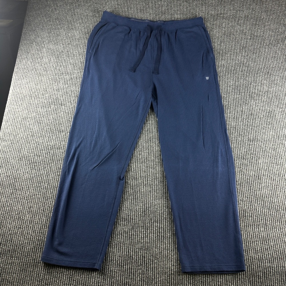 Mack Weldon Mens XXL Navy Blue Waffle Knit Lounge Pants Drawstring Casual Sleep